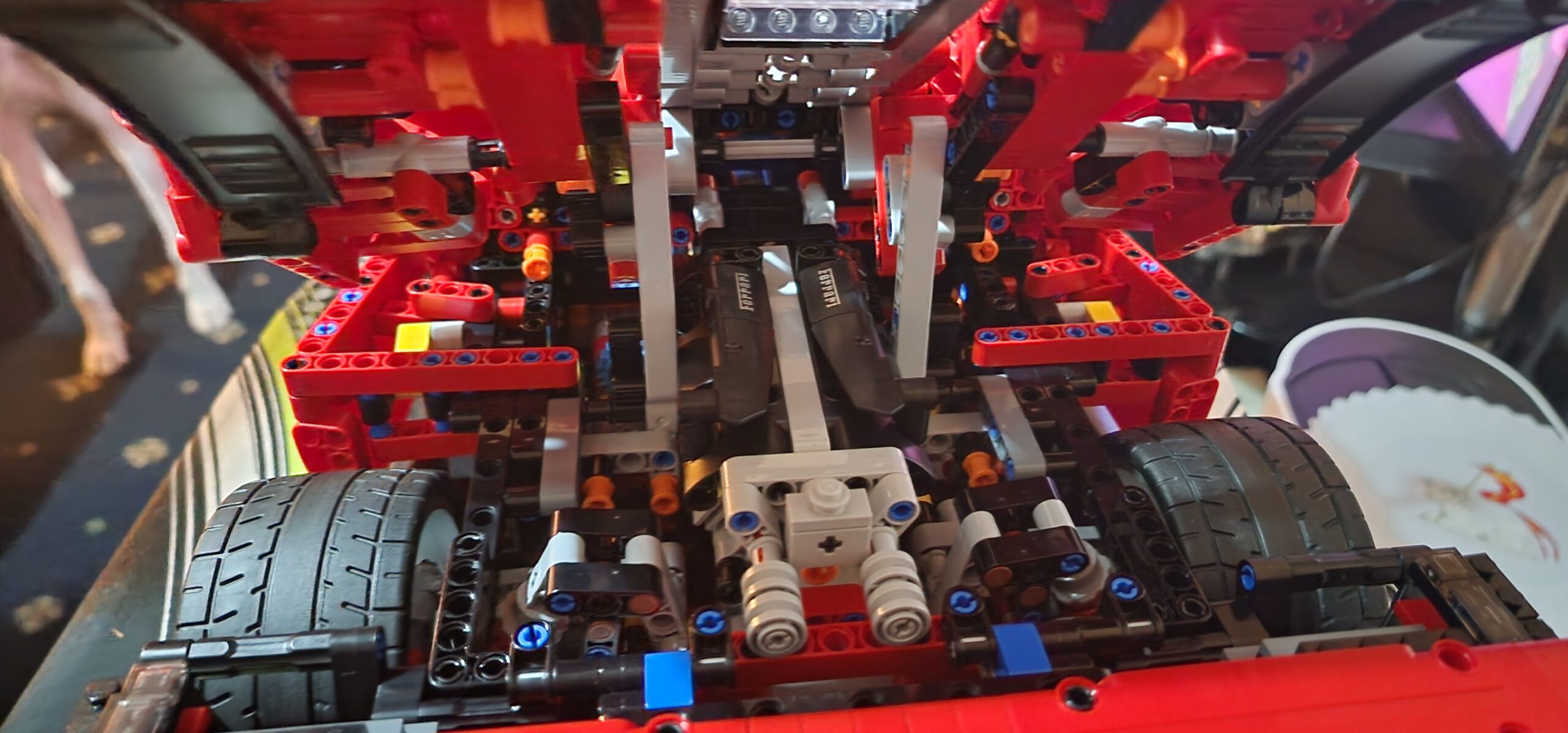 LEGO Technic Ferrari Daytona SP3 42143 engine and underside detail