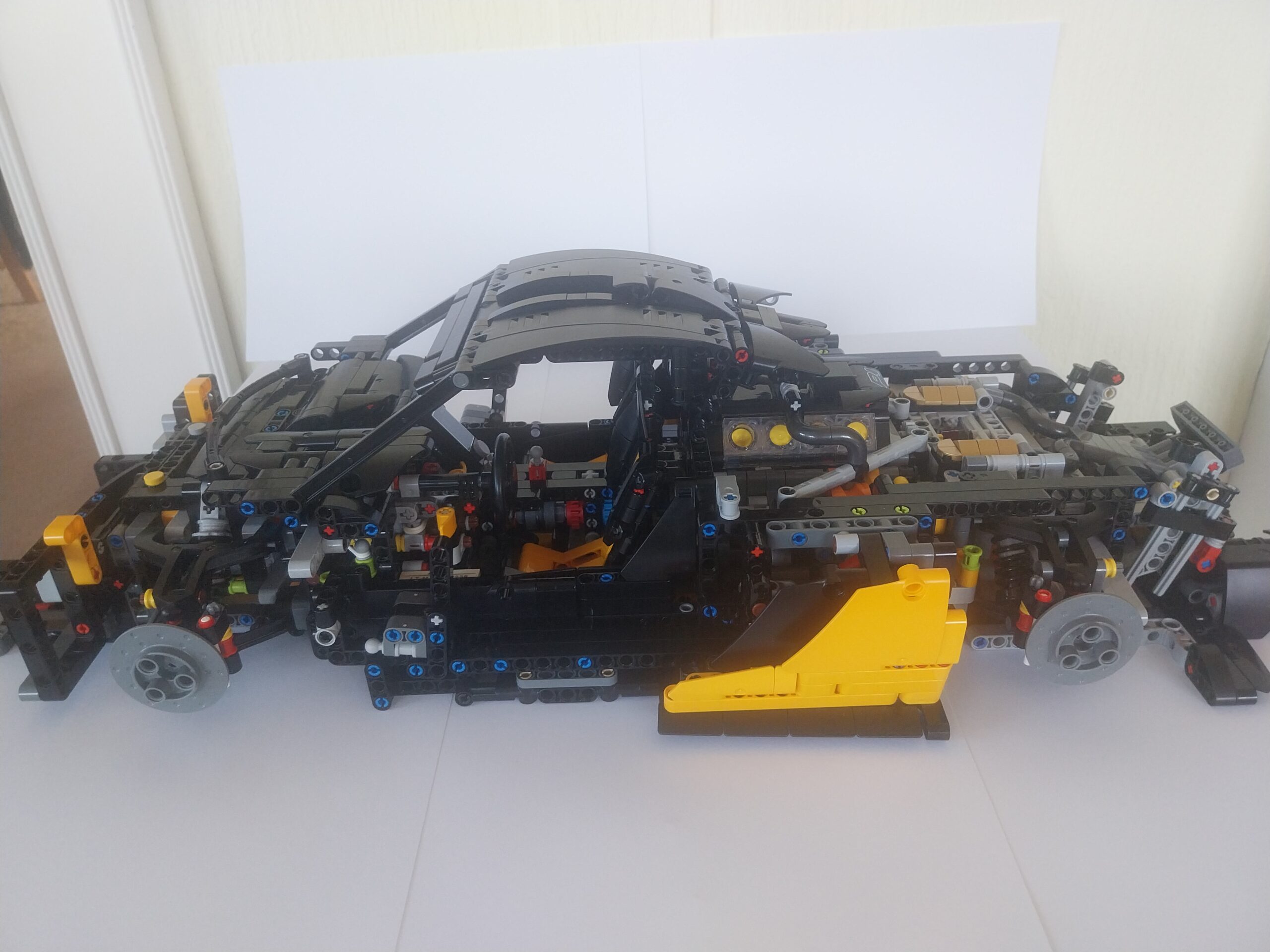 LEGO Technic McLaren P1 42172 near-complete chassis mid-build side view