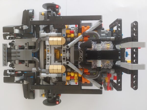Part-built LEGO Technic McLaren P1 42172 chassis from a Brick Club member build