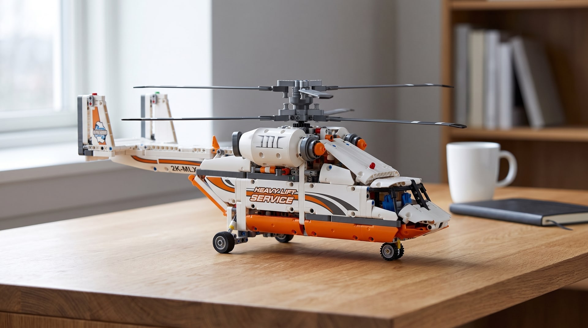 LEGO Technic Heavy Lift Helicopter (42052) on a desk in a home study