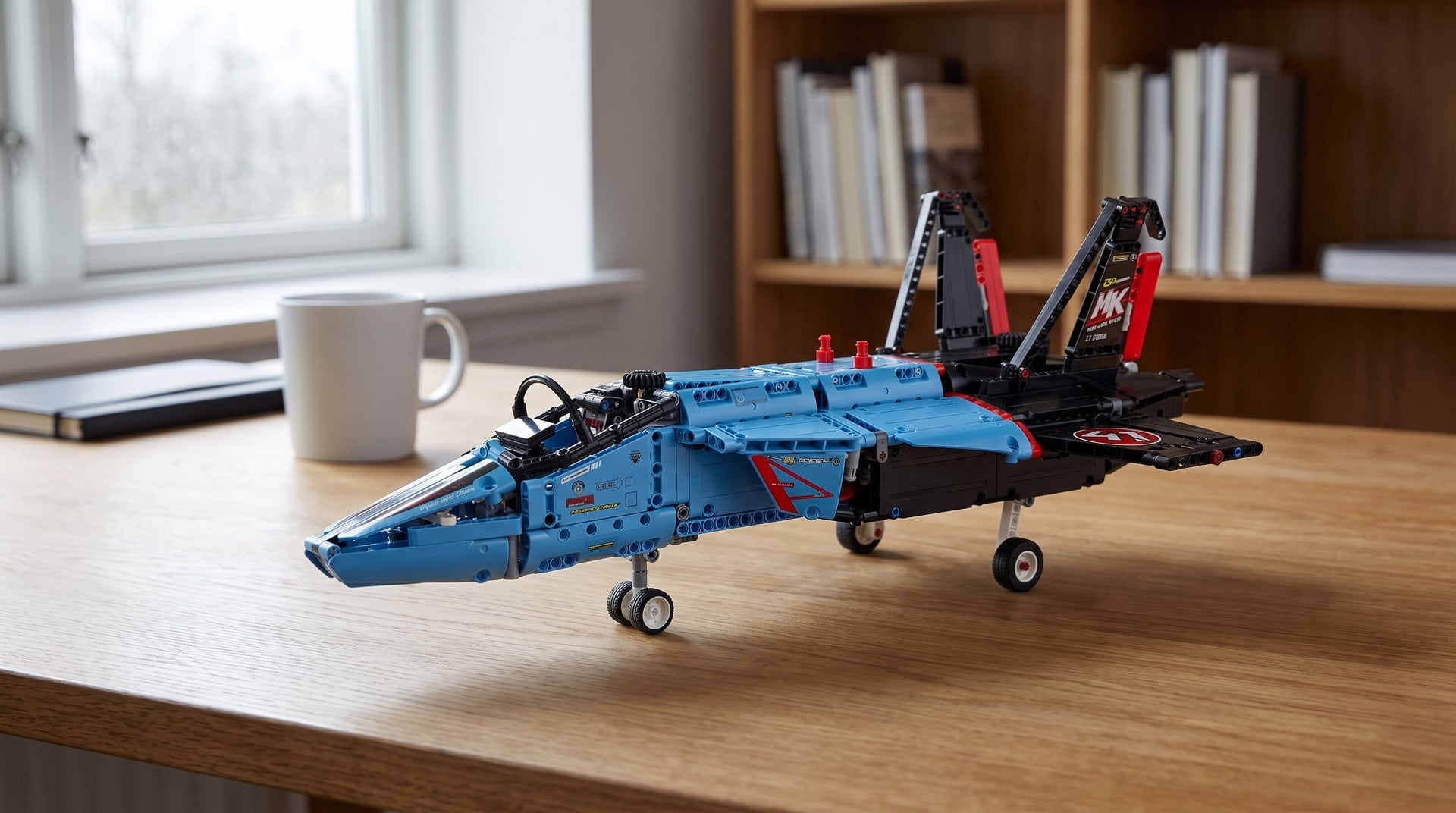 LEGO Technic Air Race Jet (42066) on a desk in a home study