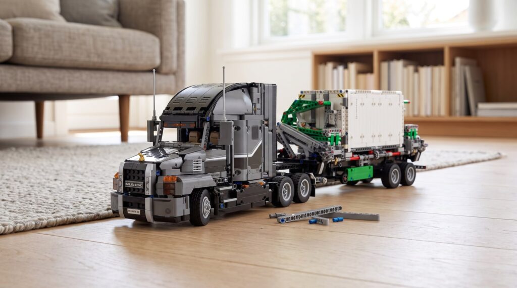 LEGO Technic Mack Anthem Truck (42078) on a living room floor