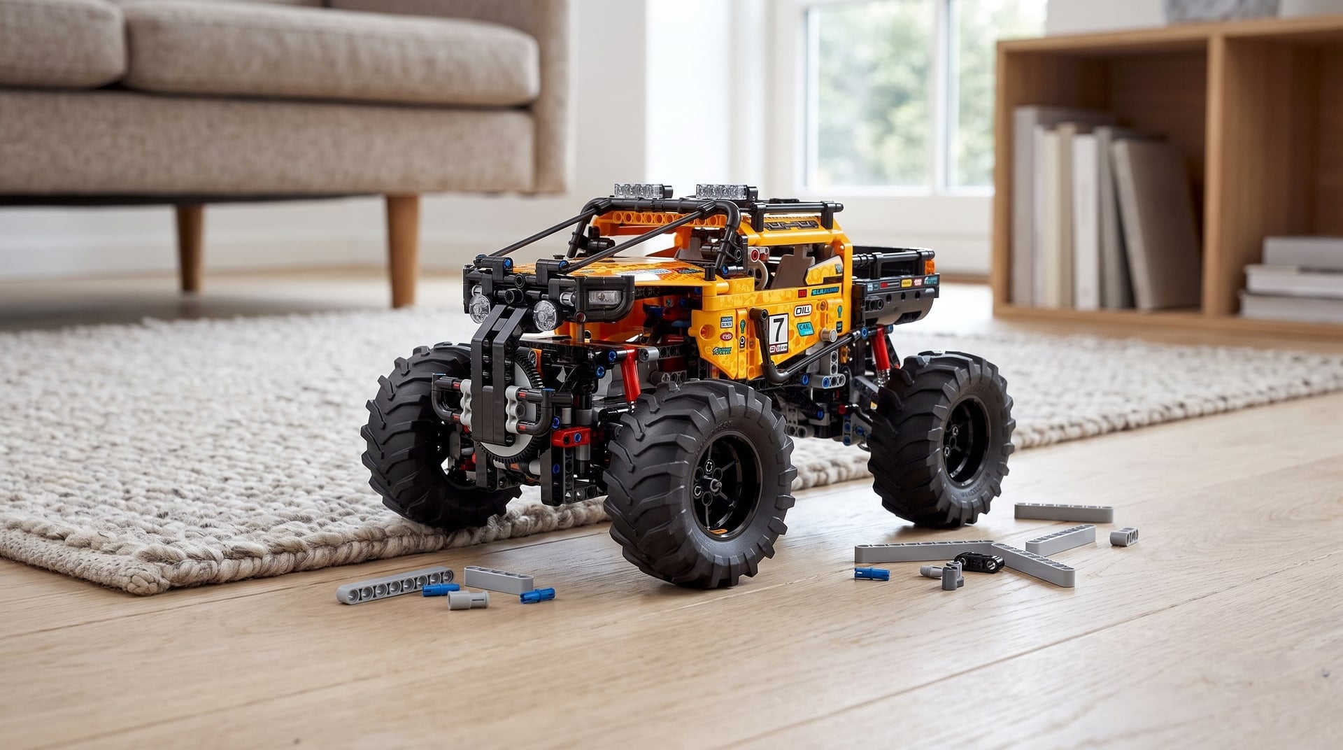LEGO Technic 4x4 X-treme Off-Roader (42099) on a living room floor