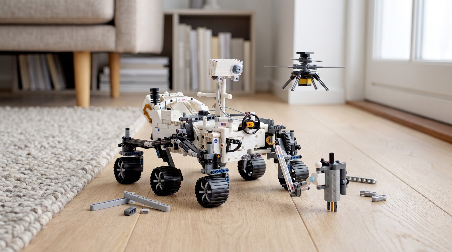 LEGO Technic NASA Mars Rover Perseverance (42158) on a living room floor