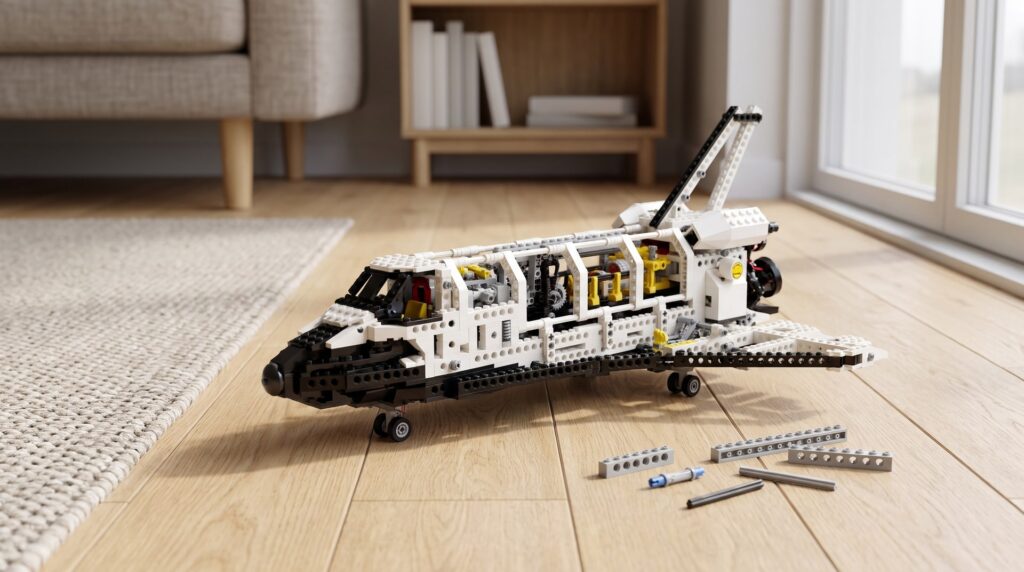 LEGO Technic Space Shuttle (8480) on a living room floor